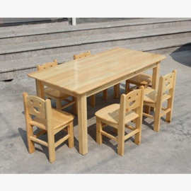 儿童桌椅组合家用幼儿园专用宝宝学习桌六人木质长方桌实木餐桌椅