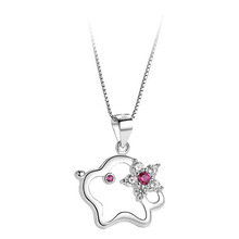s925纯银项链 气质本命年狗年镶钻项链 女 纯银饰品