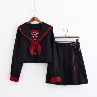 Magic Array Японский -JK Uniform Student School Class Senior Soft Girl Dark Sailor Uniform Long Short