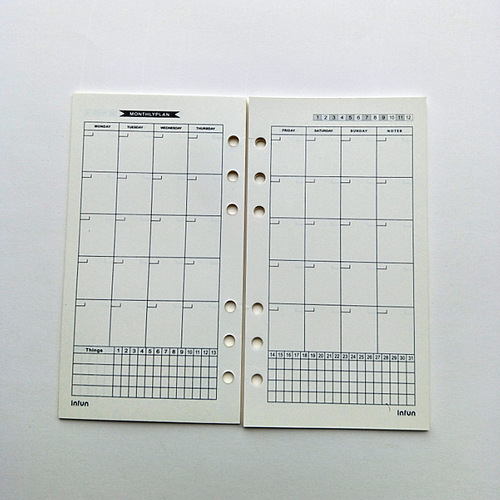 A5A6 six-hole loose-leaf notebook notebook with rice yellow Daolin paper inner core horizontal lines square month Sunday plan inner page