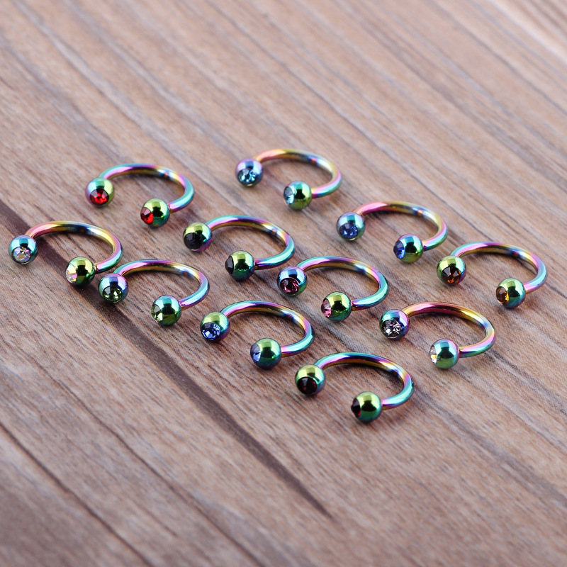10-Pack Mixed Color Septum Nose Ring Hinged Segment Nail Piercing Jewelry Ear Studs for Women detail image 8