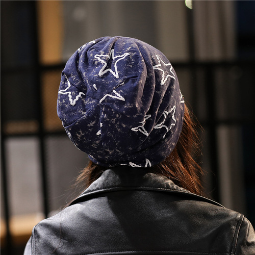 Spring and summer hats for men and women, pile hats, printed pullover hats, Korean style chemotherapy trendy baotou hats, confinement hats, thin nightcaps