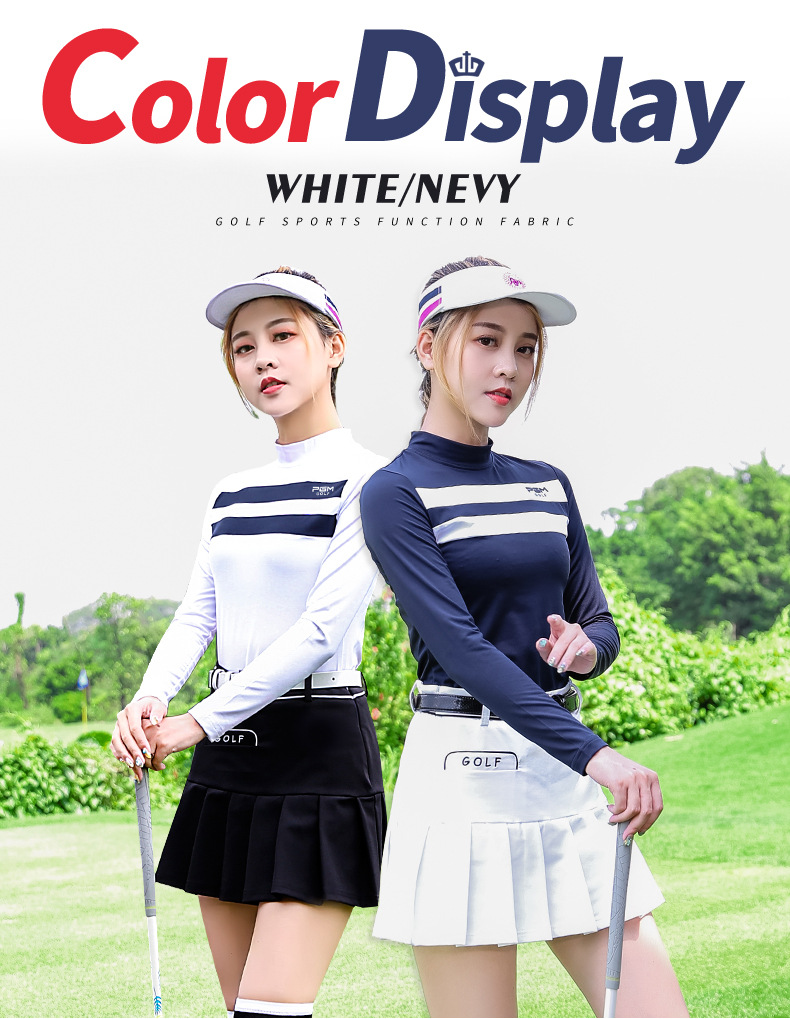Bộ quần áo golf nữ PGM dài tay mặc trong mùa thu đông — Áo màu xanh hải quân màu trắng YF160, Áo đỏ trắng YF160, YF144 phiên bản dày màu trắng, Áo đỏ trắng YF160 [loại mỏng] chi tiết 5