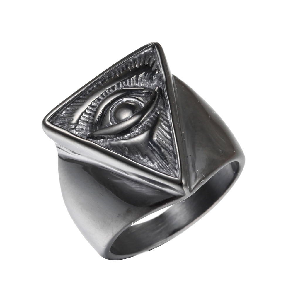 Titanium Steel Material Retro Devil'S Eye Titanium Steel Plating 18K Gold Plated Rhodium Plated Men'S Rings Men Signet Rings