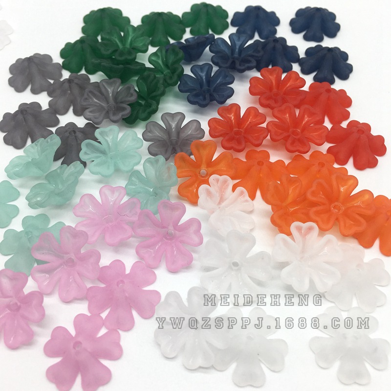 Ancient-style palace flower hairpins, lotus leaf flower acrylic frosted heart-shaped flower trays, bride's headwear, five-leaf flower hair accessories detail image 8