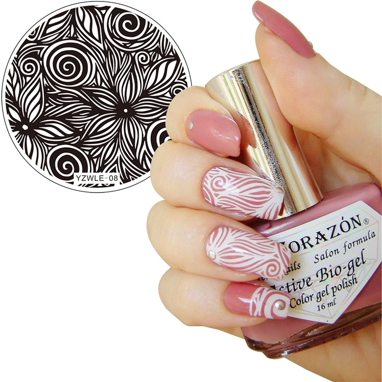 YZWLE uñas arte impresión plantilla de impresión DIY pintura placa de acero redonda Placa de impresión al por mayor