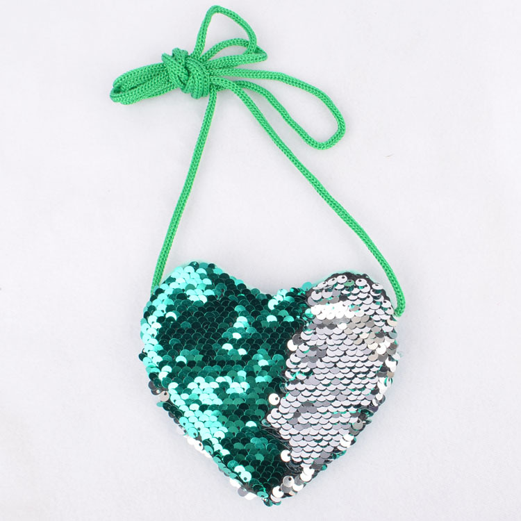 Sequined lanyard bag love children's coin purs