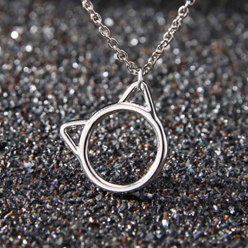 Cute Hollow Cat Pendant Necklace Environmental Protection Alloy Plating Gold Silver Kitten Necklace display picture 2