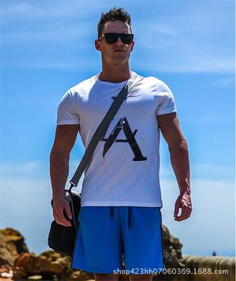 肌肉健身兄弟纯棉圆领短袖透气运动健身服跑步修身篮球t恤