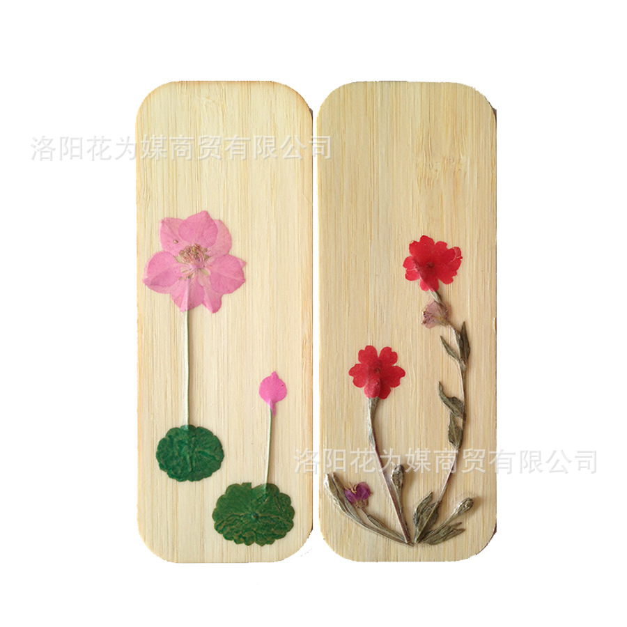 Wholesale custom logo bookmark Dried flowers bookmark Bamboo bookmark Flower material manual DIY Material package