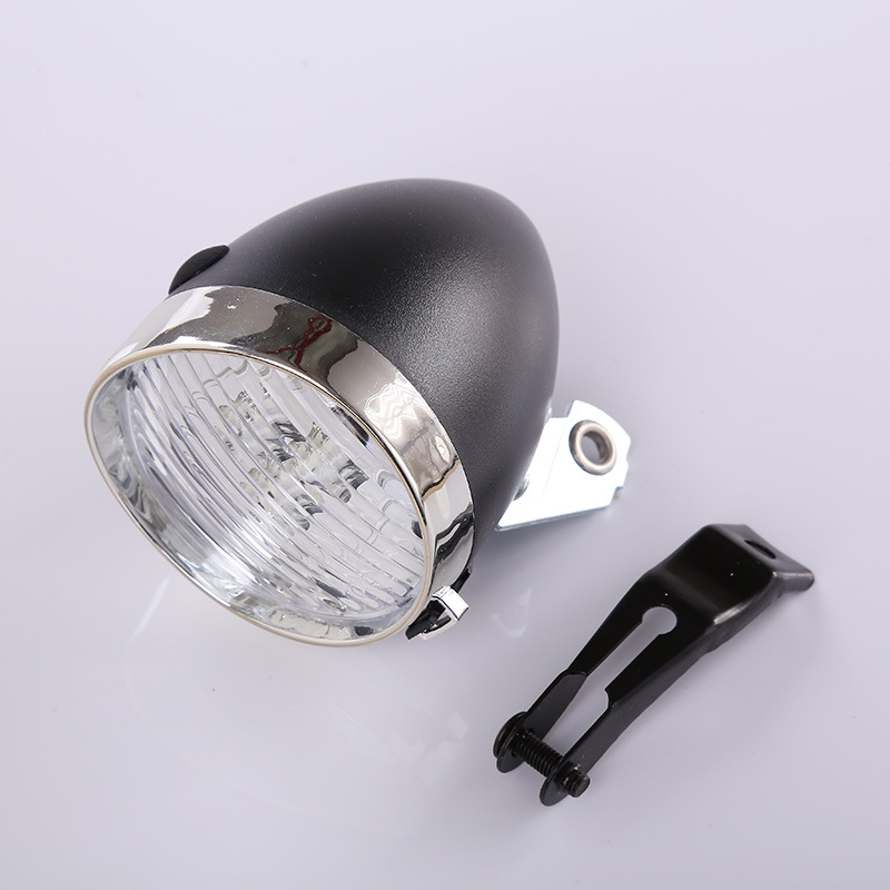 复古自行车车灯3LED前大灯 颜色->黑色