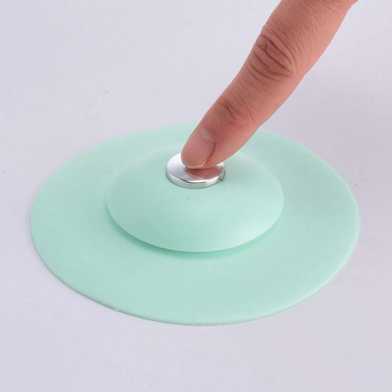 厨房按压式防臭封闭弹跳硅胶地漏 浴室防堵塞塑料水槽过滤地漏芯|ru