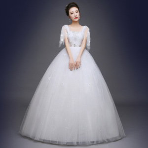 Shoulder high waist pregnant Princess slim size wedding dress