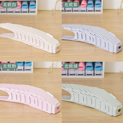 【品質】雙層鞋架 簡易塑料收納鞋托 大學宿舍空間分隔小鞋架批發