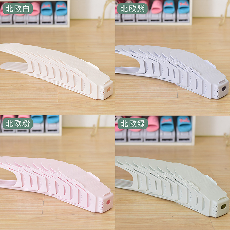 【品質】雙層鞋架 簡易塑料收納鞋托 大學宿舍空間分隔小鞋架批發