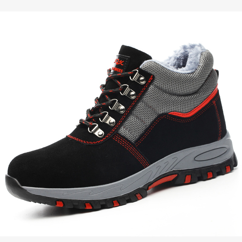 Zapatos de seguridad laboral antigolpes y antipinchazos - Antideslizantes, resistentes al desgaste, transpirables, botas altas de invierno con forro de piel