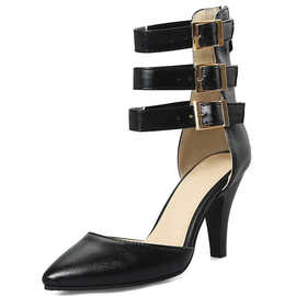 罗马凉鞋高跟欧美凉靴大码40-48码皮带扣外贸女鞋长年做货Q66-1