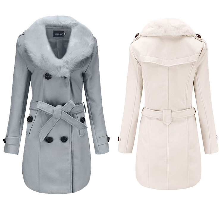 Women's Winter Coat With Large Fur Collar Double-sided Woolen Cloth