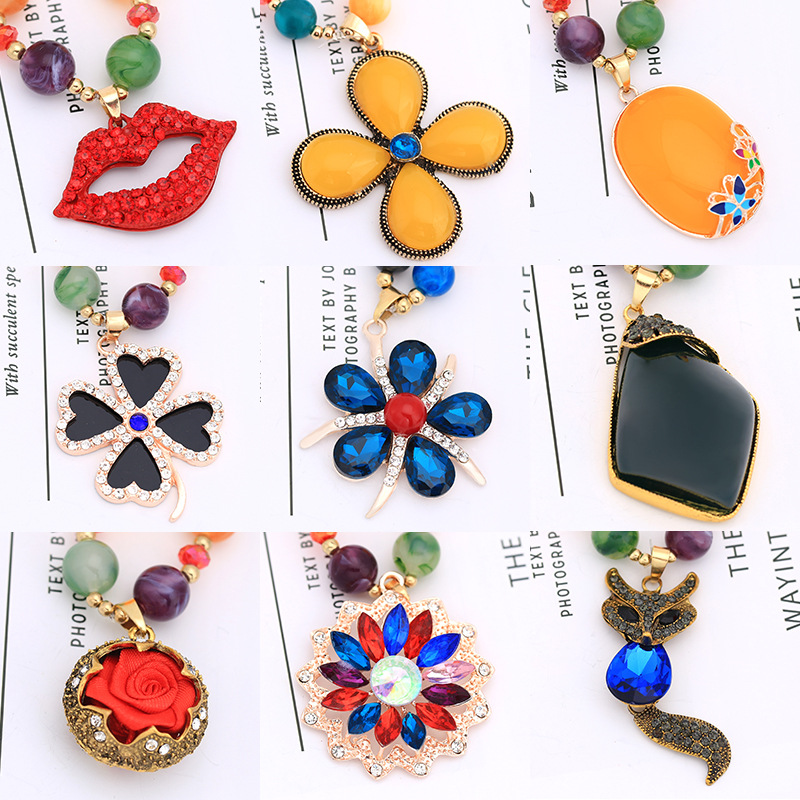 韓版毛衣鏈長款百搭高檔韓國新款琥珀蜜蠟串珠玫瑰花狐狸四葉項鏈