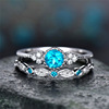 Fashionable zirconium, set, ring with stone emerald, accessory, wish, micro incrustation