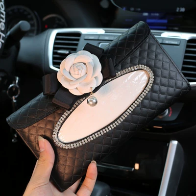 Car tissue box hanging Car tissue box/set - white-flower