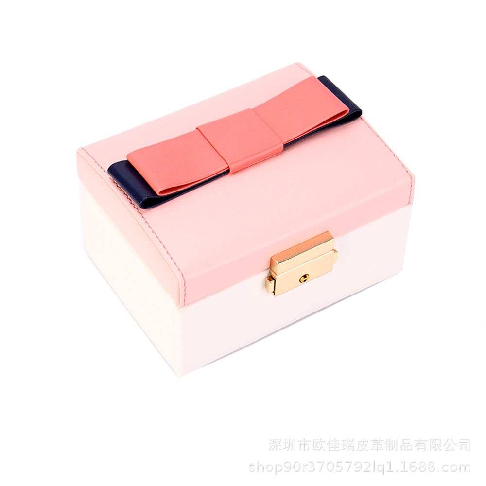 韩式蝴蝶结饰品首饰盒    戒指项链手镯收纳盒  皮质礼品盒