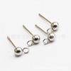 Stainless steel ear needle welding closed mouth ring with bead needle cross direction earrings accessories