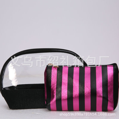 Manufactor Direct selling customized Semicircle PVC Two piece set Storage bag waterproof pu Cosmetic Bag Mini purse