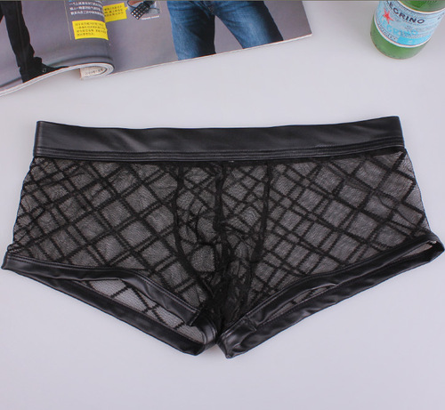 DIANCHEN men's underwear boxer briefs sexy U convex mesh rhombus men's underwear trendy men