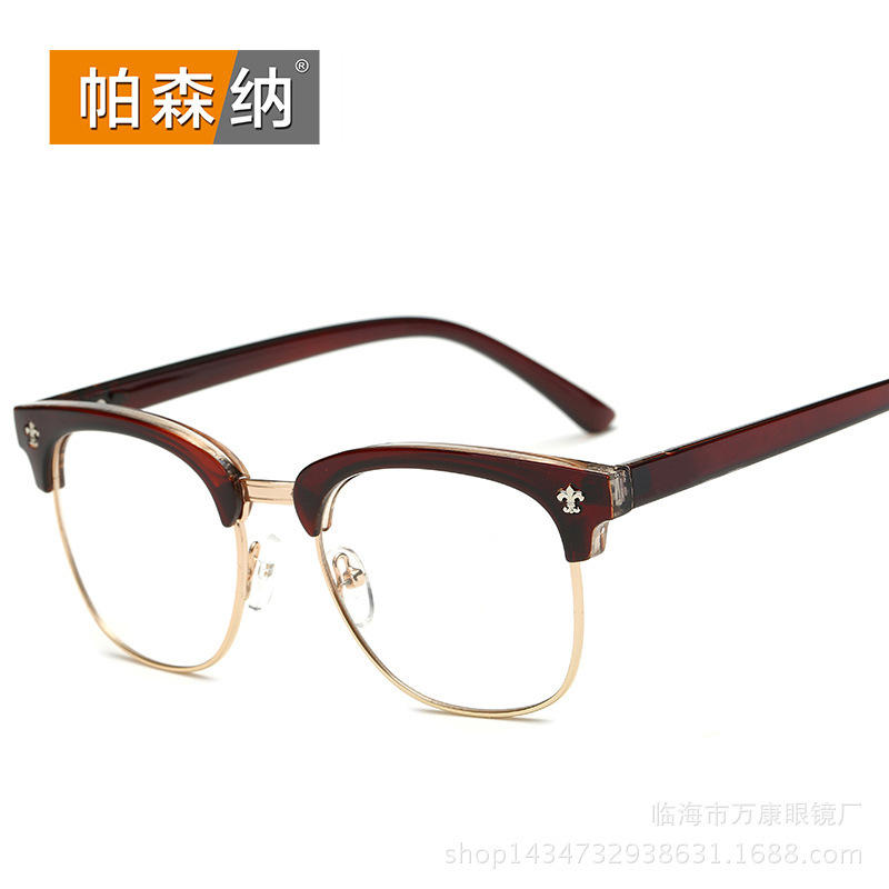 新款复古眼镜架半框眉毛近视眼镜框光学架男女同款平光镜厂家直销