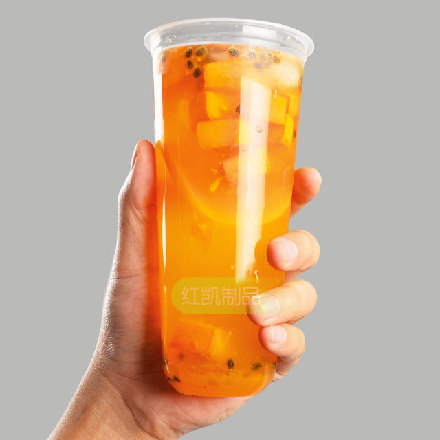 Cup mỡ thời gian U-90 net trà đỏ uống nước ép trái cây tách bạch được đóng gói 500 700 ly tùy chỉnh nhựa Cốc dùng một lần