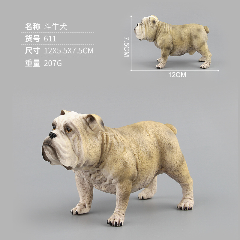 Venta caliente transfronteriza simulación infantil aves de corral modelo animal jugar juguete bulldog malvado perro modelo animal adornos
