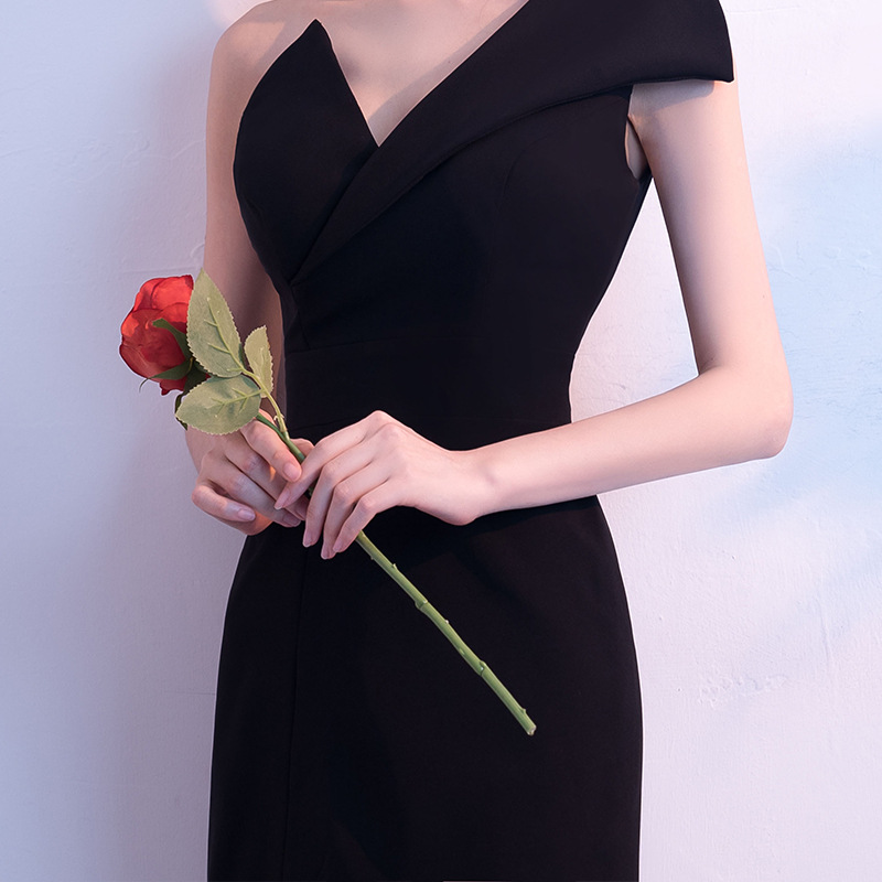Vestido de noche para mujer, modelo 2026, elegante, adelgazante, sexy, negro, largo, para eventos sociales y reuniones anuales de empresa