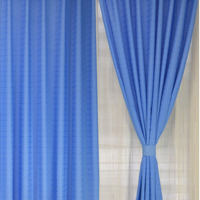 纯色半遮光窗帘布料厂家定制学校医院工程蓝色办公室遮阳窗帘成品