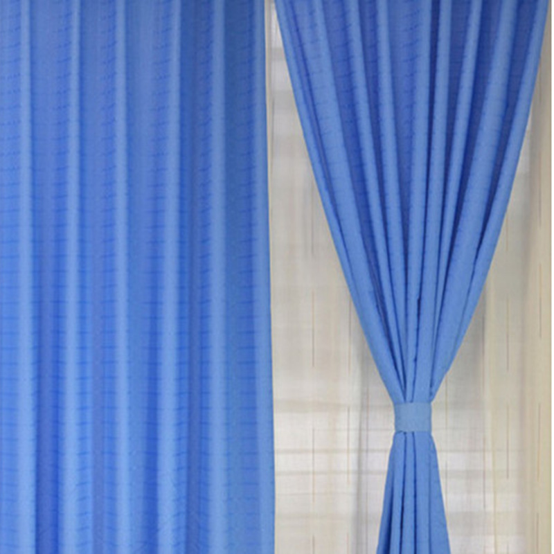 纯色半遮光窗帘布料厂家定制学校医院工程蓝色办公室遮阳窗帘成品