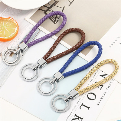 originality weave Leather Double ring Key buckle Women's Bags Bag hanging personality Pendant leather and fur Hair ball Pendants Small gifts