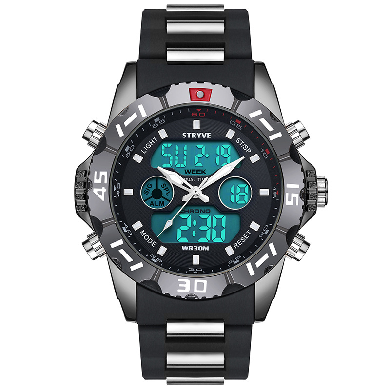 Nuevo STRYVE hombres multi-función Deportes impermeable reloj electrónico de cuarzo calendario cronógrafo pareja reloj de pulsera S8010