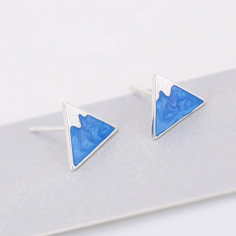 Серьги, свежий модный треугольник, образец 925 серебро, корейский стиль