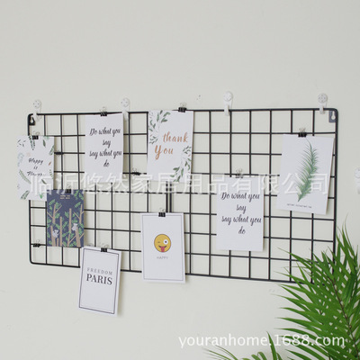 北歐ins網格照片牆鐵藝牆面裝飾簡約少女心裝飾架相片牆拍攝道具