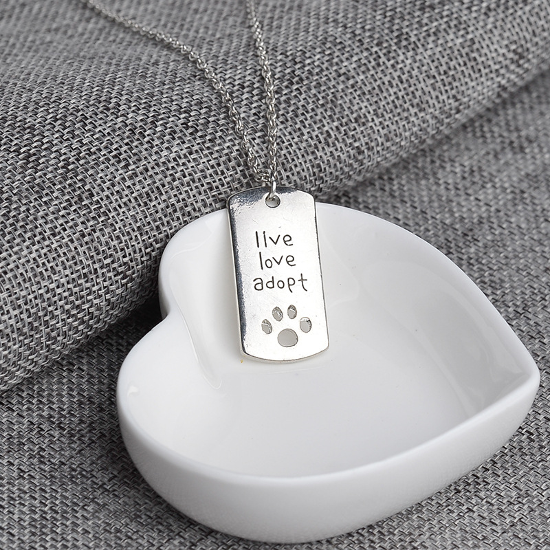 New Style Necklace Pet Live Love Adopt Hollow Out Dog Claw Pendant Necklace Clavicle Chain Accessories Wholesale Nihaojewelry display picture 5