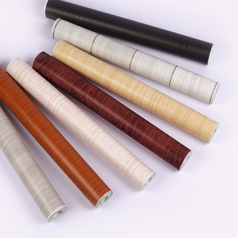 木紋貼紙加厚防水自粘PVC牆紙歐式條紋宿舍臥室家居翻新裝修壁紙