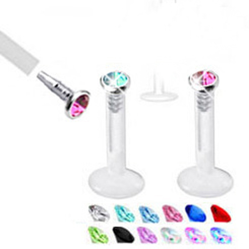 16G labret stud size and finish detail