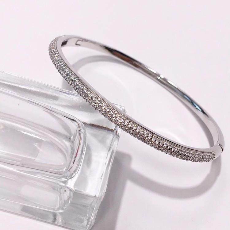 Zircon Studded Diamond Bracelet For Women Elegant Bangle Jewelry_voghion.com