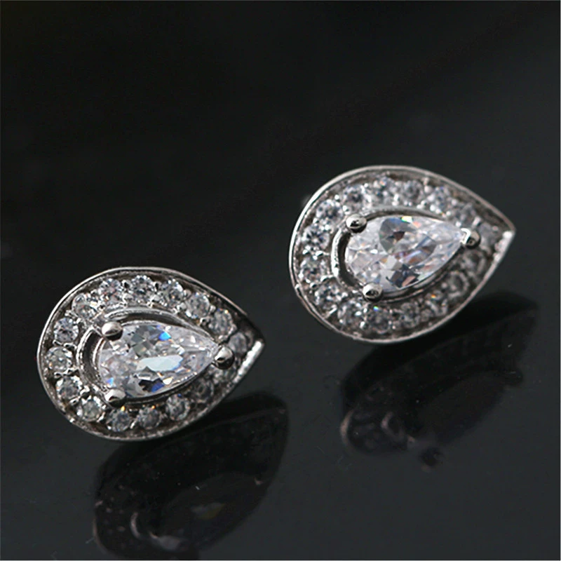 Мода Горячие продажи японский и корейский стиль уха шпильки микро алмаз капли воды инкрустированные циркон уха шпильки Роскошные женщины уха ювелирные изделия оптом