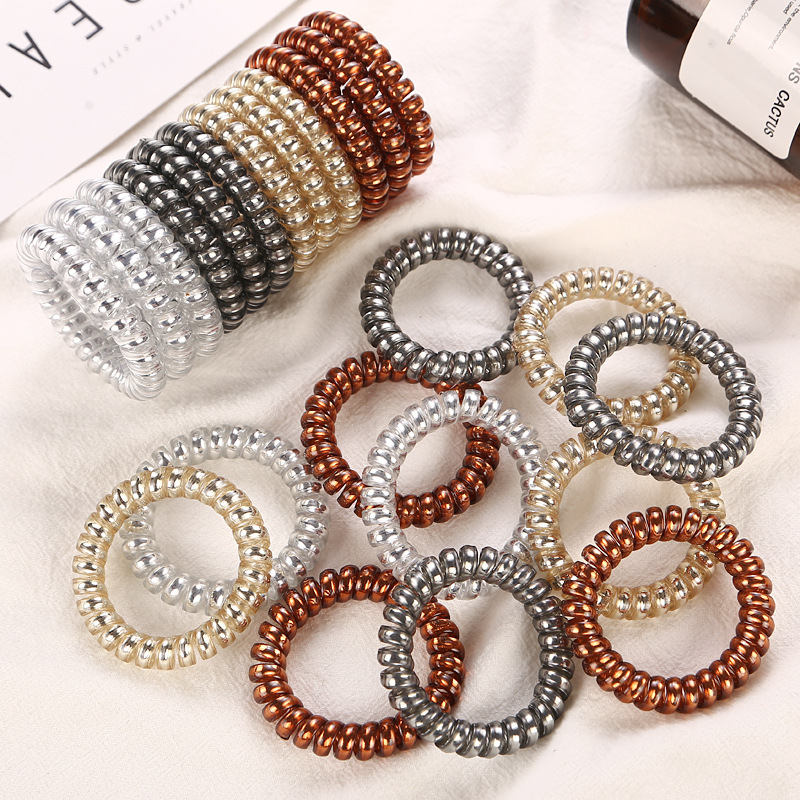 P1-13 europeo y americano nuevo grueso pulsera grande línea telefónica pelo anillo metal color cuatro colores pelo accesorios fábrica al por mayor