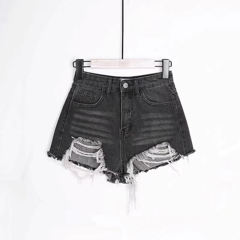 Shorts de mezclilla rasgados con borde sin rematar NSAC16272