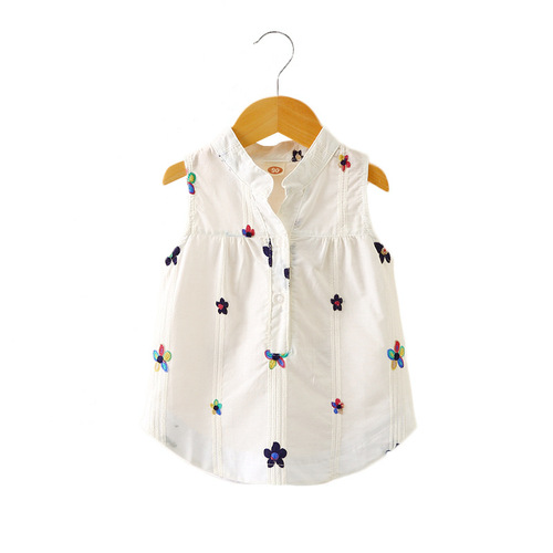 Women's and Girls'  Summer V-Neck Casual Blouse with Puff Sleeve and Embroidered Floral Design