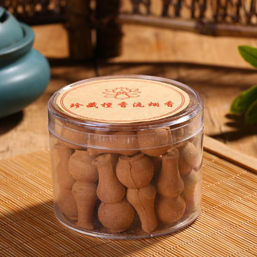 厂家沉香檀香崖柏倒流香粒批发 塔香葫芦形艾草崖柏流烟香炉定制