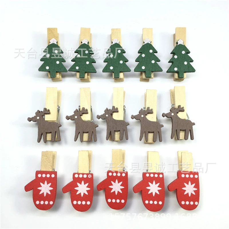 Новый список мультфильм патч деревянный зажим Рождественская серия деревянный зажим охрана окружающей среды цвет деревянный зажим