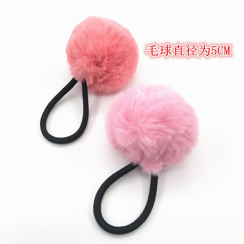 Amazon big ball hair tie, Korean version candy color imitation rabbit hair hair tie, plush hair tie, elastic band manufacturer, cross-border